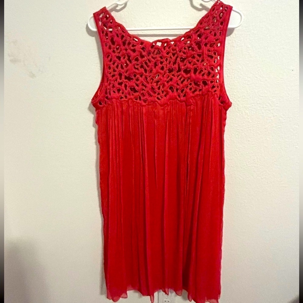 Anthropologie Coral Colored Pleated Dress - Rohit Gandhi + Rahul Khanna